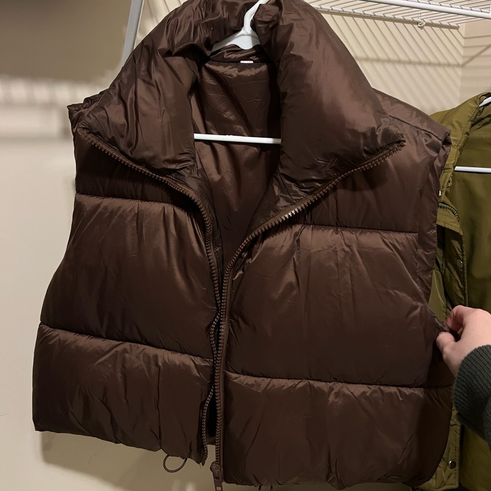 Brown puffer vest